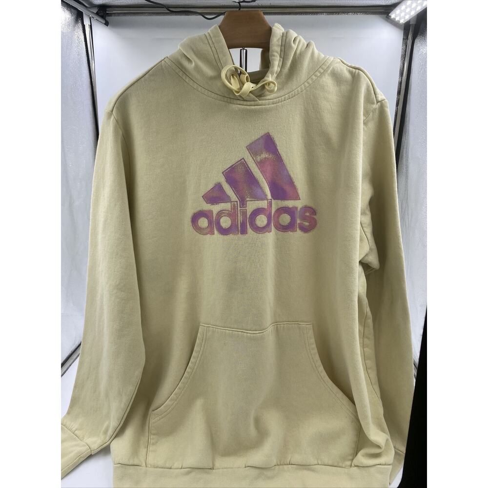 Adidas Hoodie Pullover Light Yellow Pink Women Sz 2X C2/B2
